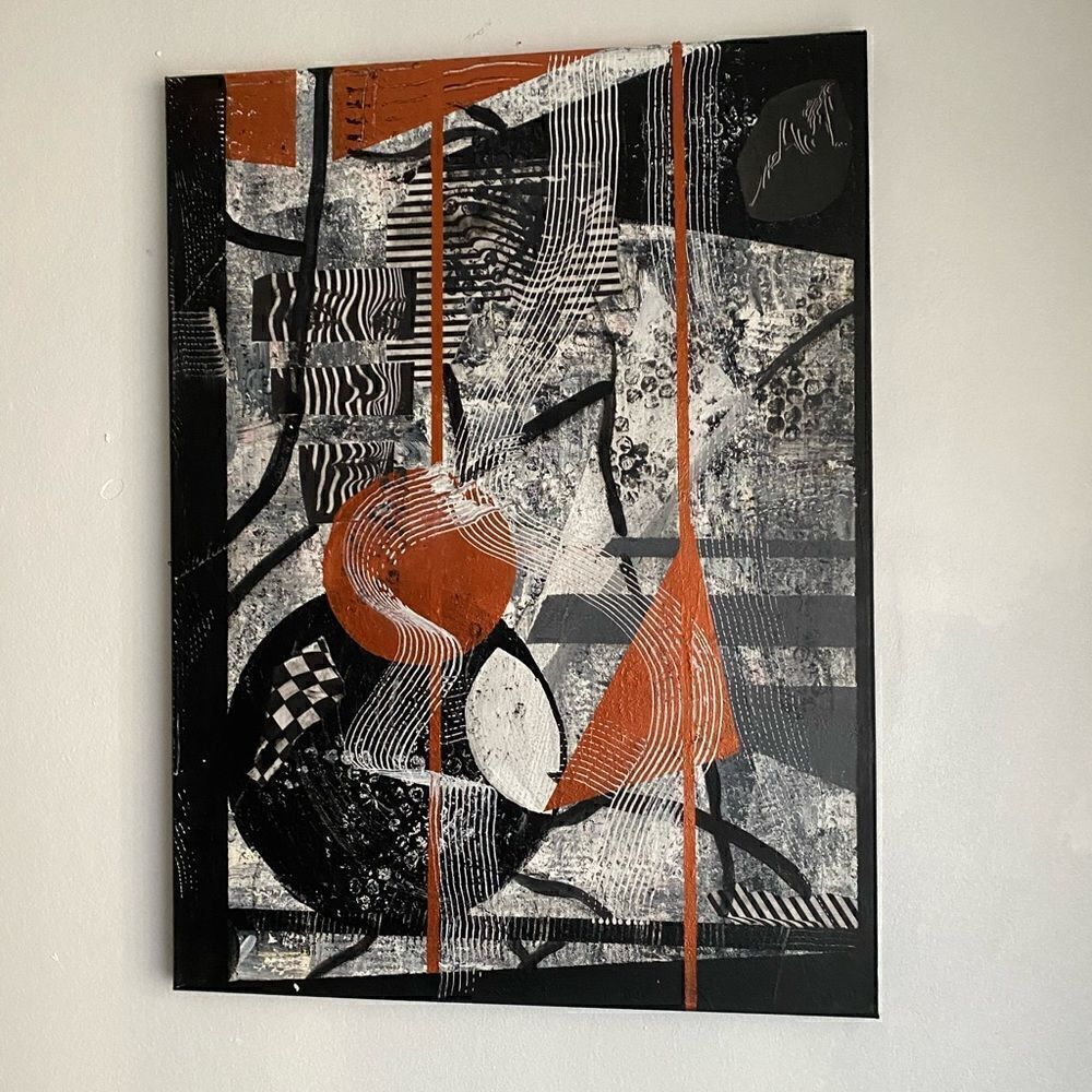 Original Abstract Painting Art On Canvas Signed By Artist